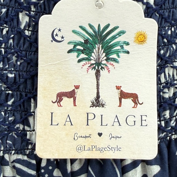 La Plague Palmetto Maxi-Floral Dot Dress Boho Sleeveless Sundress Size Large - Picture 10 of 16